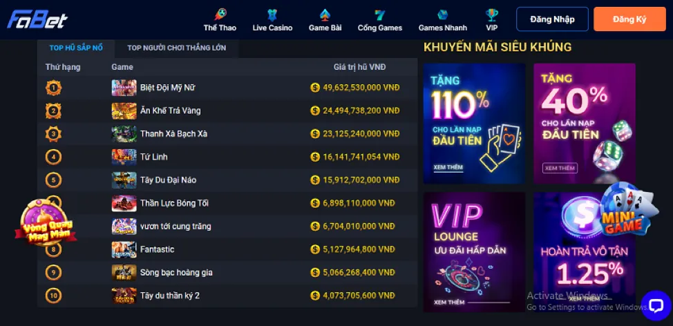 Các đối tác cung cấp game sòng bạc trực tuyến của sinbet