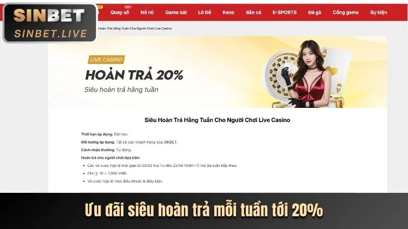 Ưu đãi độc quyền Sinbet